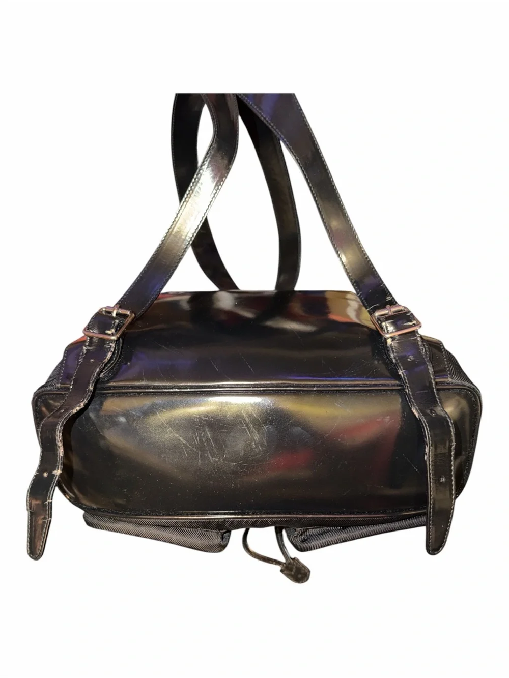 Authentic Gucci Vintage Bamboo Twin Pocket Nylon Backpack Black - Picture 8 of 8